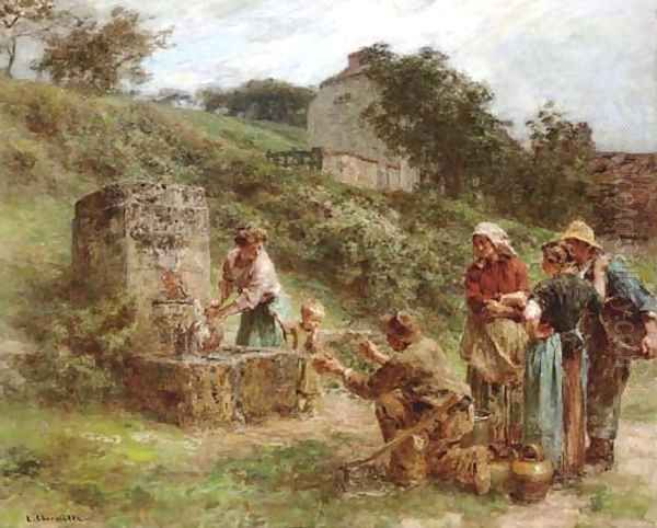 A la fontaine Oil Painting by Leon Augustin Lhermitte