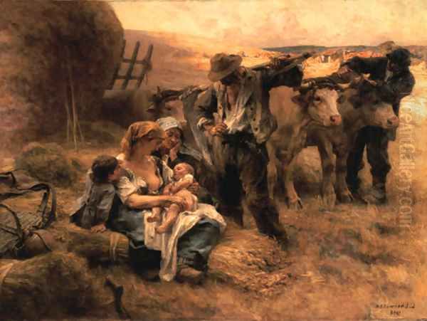 La famille Oil Painting by Leon Augustin Lhermitte