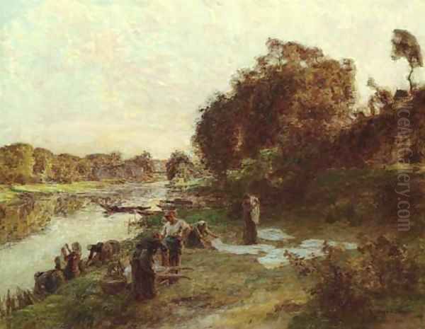 Les lavandeuses à Chelles Oil Painting by Leon Augustin Lhermitte