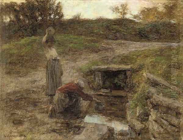 Femmes à la fontaine Oil Painting by Leon Augustin Lhermitte