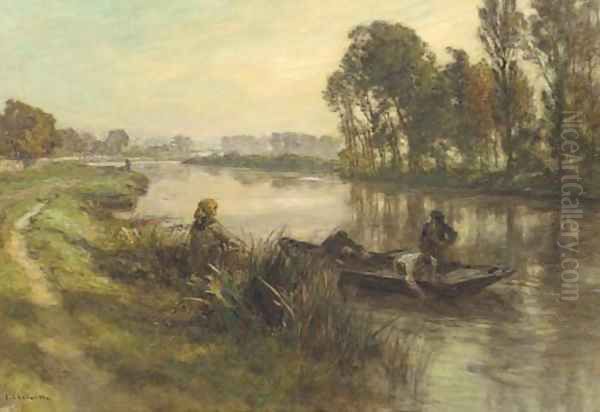 Le Bateau Oil Painting by Leon Augustin Lhermitte