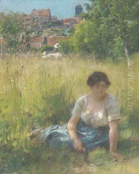 Soleil dans les herbes Oil Painting by Leon Augustin Lhermitte