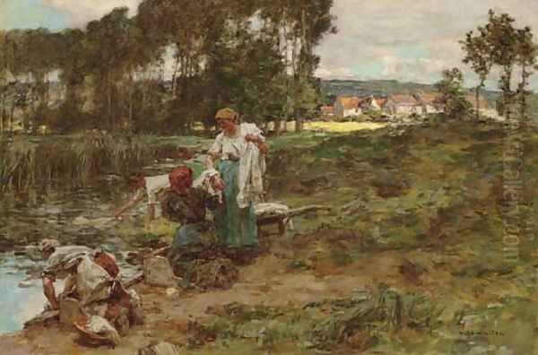 Laveuses à Mezy Oil Painting by Leon Augustin Lhermitte