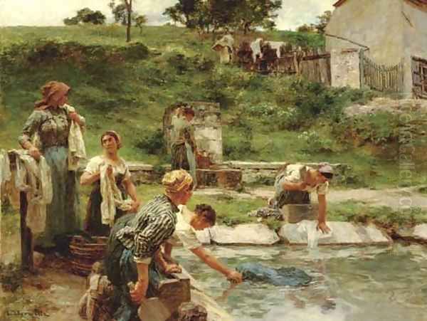 Laveuses au lavoir Oil Painting by Leon Augustin Lhermitte