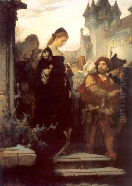 Faust and Marguerite 1873-75 Oil Painting by Sandor Liezen-Mayer