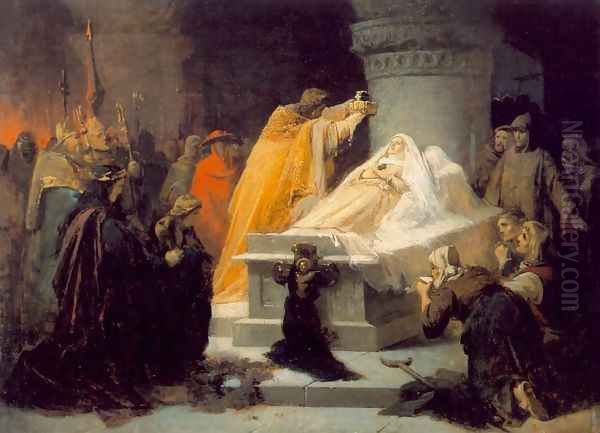 Canonization of St Elisabeth of Hungary in 1235 sketch 1863 Oil Painting by Sandor Liezen-Mayer