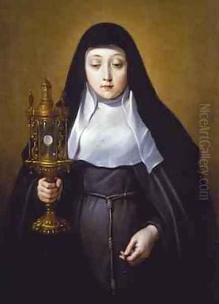 St Claire holding a Monstrance with the eucharist Oil Painting by Frans Luyckx