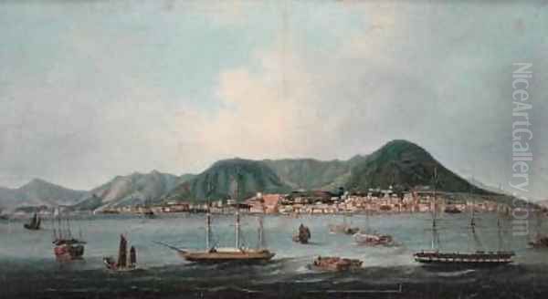 Harbour at Hong Kong Oil Painting by Lam Qua