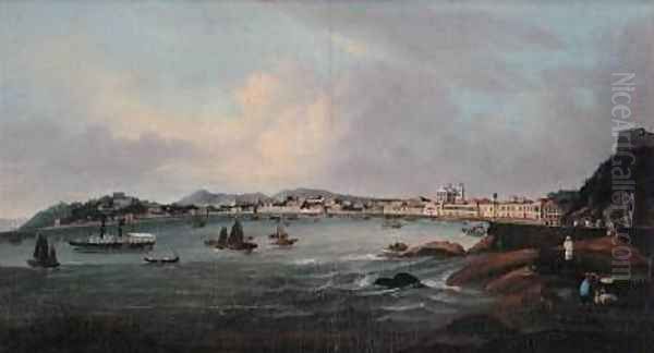 Harbour at Macao China Oil Painting by Lam Qua