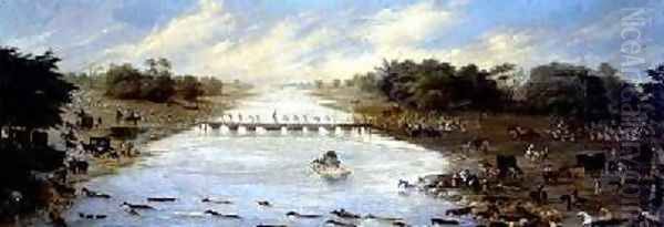 Crossing the Riachuelo River Buenos Aires Argentina 1865 Oil Painting by Candido Lopez