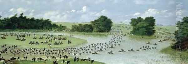 Crossing of the San Joaquin River Paraguay 1865 Oil Painting by Candido Lopez