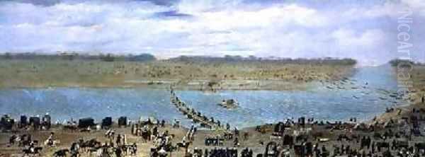 The Crossing of the Santa Lucia River Uruguay 1865 Oil Painting by Candido Lopez