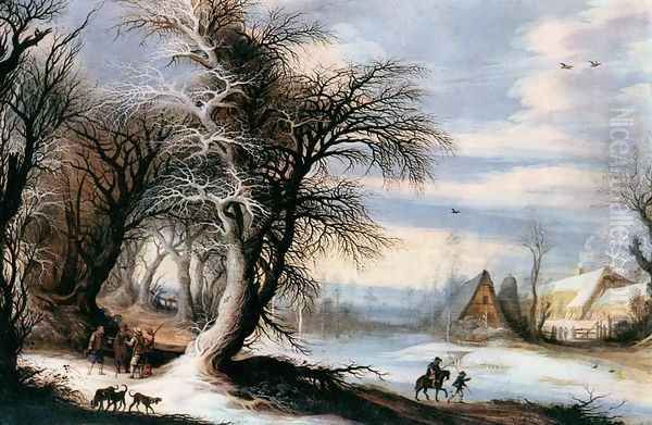 Winter Landscape Oil Painting by Gijsbrecht Leytens