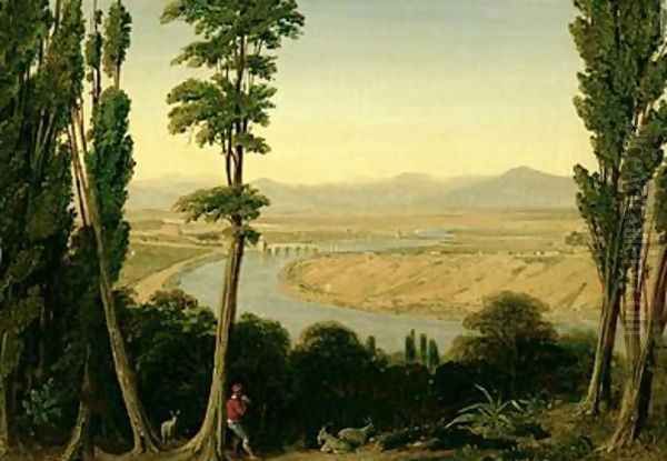 A View of the Tiber and the Roman Campagna from Monte Mario Oil Painting by William Linton