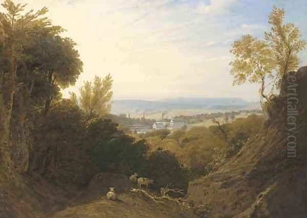 View of Broad Oak Printworks, near Accrington, Lancashire, with Broad Oak House beyond Oil Painting by William Linton