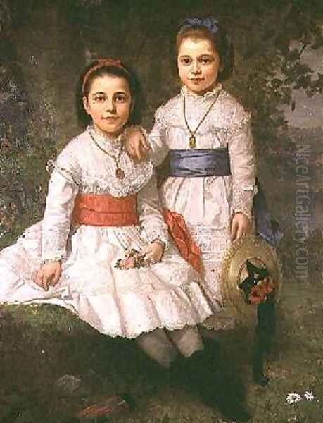 Fanny Fredericka Dyckman and Mary Alice Dyckman Oil Painting by Henry Augustus Loop