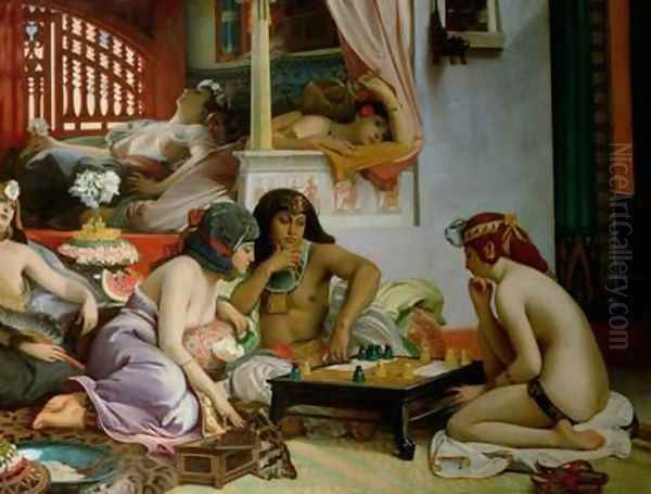 In the Harem Oil Painting by Jean Jules Antoine Lecomte du Nouy