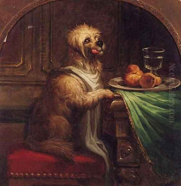 A Dog's Dinner Oil Painting by Landseer, Sir Edwin