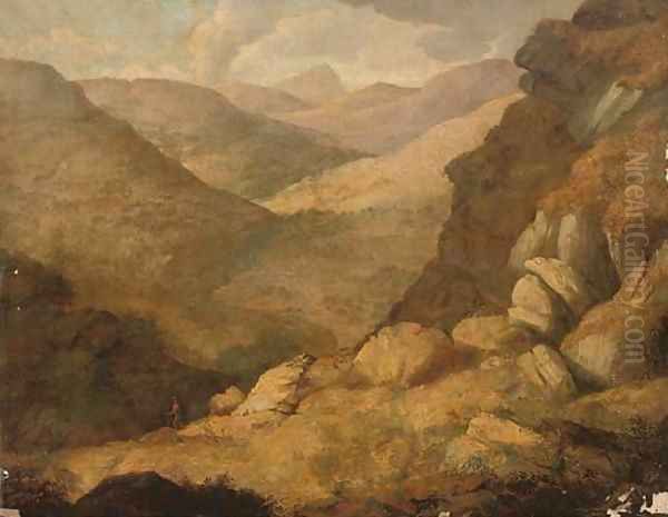 Figure in a Highland landscapecape Oil Painting by Landseer, Sir Edwin