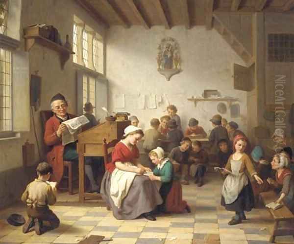 The Village School Oil Painting by Basile De Loose