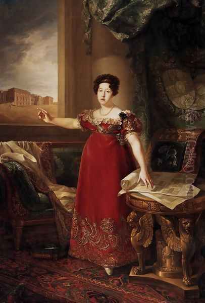 Queen Maria Isabel de Braganza 1829 Oil Painting by Bernardo Lopez y piquer