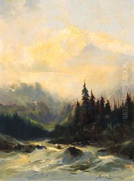 Rapids of the Tokosheetna River Oil Painting by Sidney Laurence