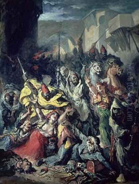 Moors Fighting Oil Painting by Francisco Lameyer