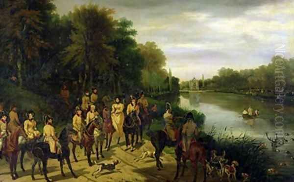 The Hunt at the Ponds Oil Painting by Adolphe Ladurner