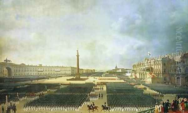 The Consecration of the Alexander Column in St. Petersburg Oil Painting by Adolphe Ladurner