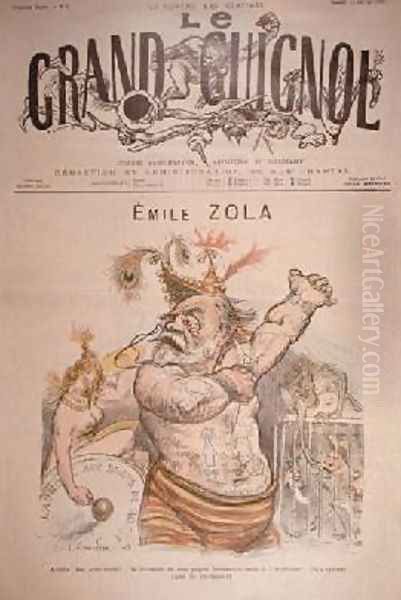 Caricature of Emile Zola 1840-1902 Oil Painting by Charles Leandre