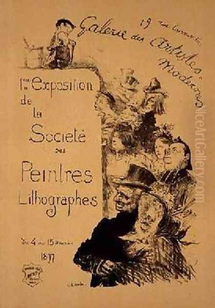 Reproduction of a poster advertising The Society of Lithography Painters Exhibition at the Gallerie des Artistes Modernes Oil Painting by Charles Leandre