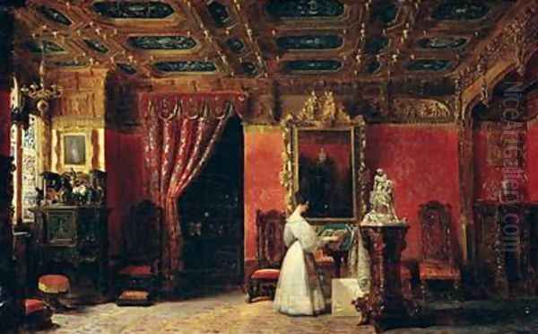 Princess Marie dOrleans 1813-39 in her Gothic Studio in the Palais des Tuileries Oil Painting by Prosper Lafaye or Lafait