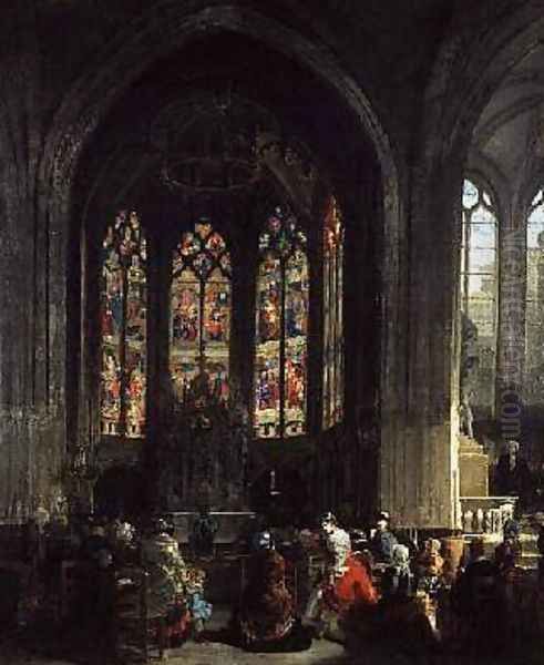 The Chapel of the Virgin at the Eglise Saint Gervais Paris Oil Painting by Prosper Lafaye or Lafait