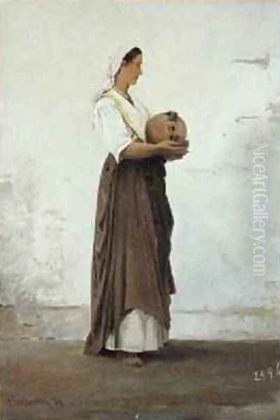 Girl from Capri 1871 Oil Painting by Ascan Lutteroth