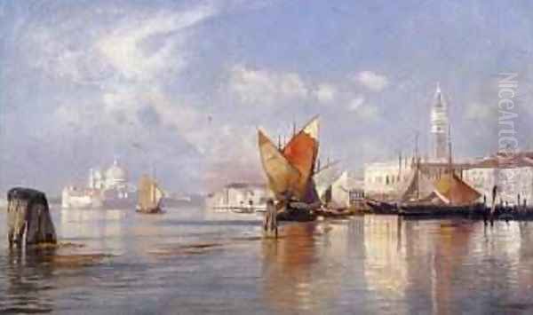 On the Lagoon Venice Oil Painting by Ascan Lutteroth