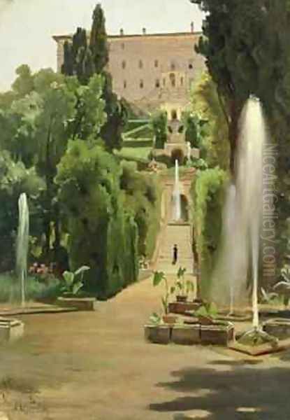 Villa DEste Tivoli 1869 Oil Painting by Ascan Lutteroth