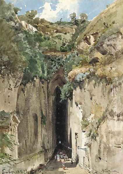 The caves at Posillipo Oil Painting by Ascan Lutteroth