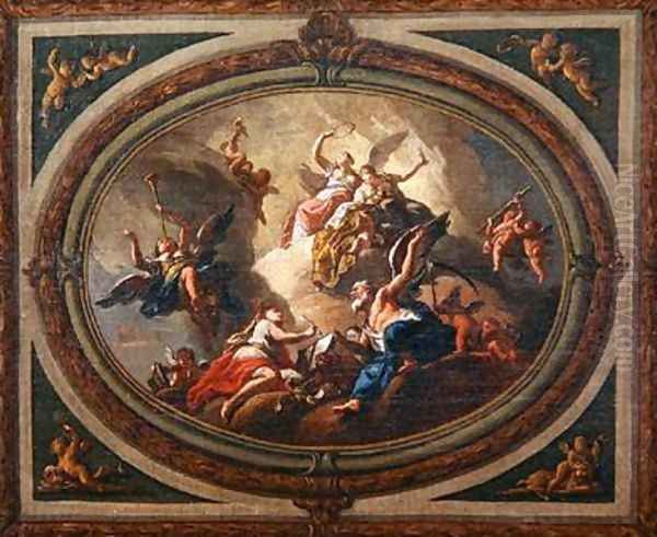 Sketch for an Oval Ceiling Oil Painting by Louis Laguerre