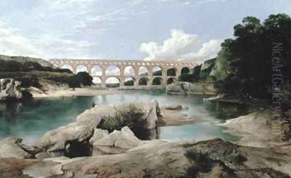 The Pont du Gard Oil Painting by Frederick Richard Lee