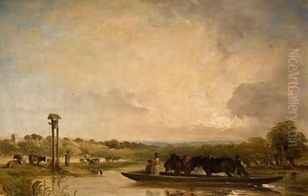 The Ferry Boat Oil Painting by Frederick Richard Lee