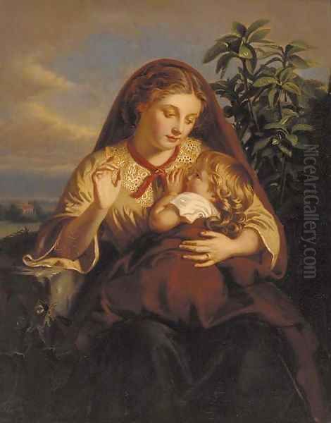 A Mother's Joy Oil Painting by Henry Le Jeune