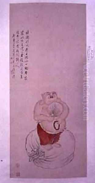 The Bodai Buddha hanging scroll inscribed with a poem Oil Painting by Ping Luo