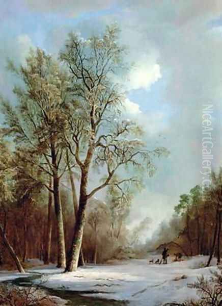 Snow Scene 2 Oil Painting by Alexis de Leeuw