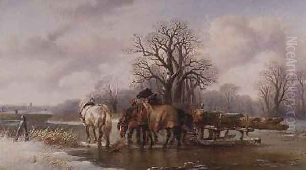 The Timber Sledge Oil Painting by Alexis de Leeuw