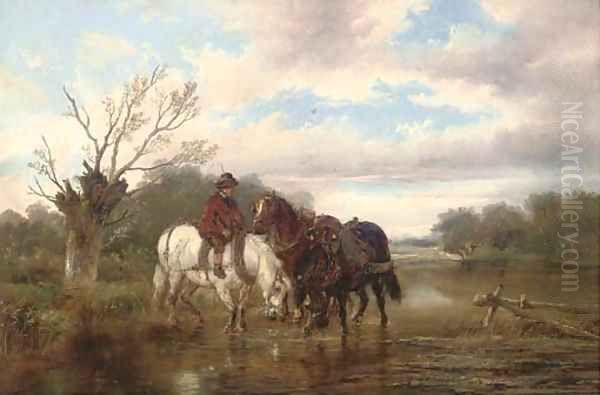 Watering the team Oil Painting by Alexis de Leeuw