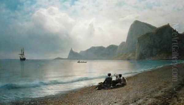 On the Beach Oil Painting by Lef Feliksovich Lagorio