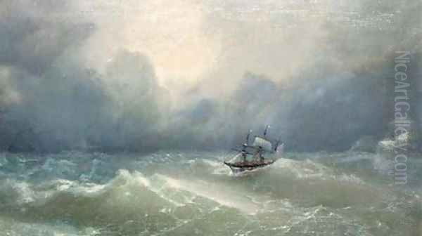 Heavy Seas in the Black Sea Oil Painting by Lef Feliksovich Lagorio