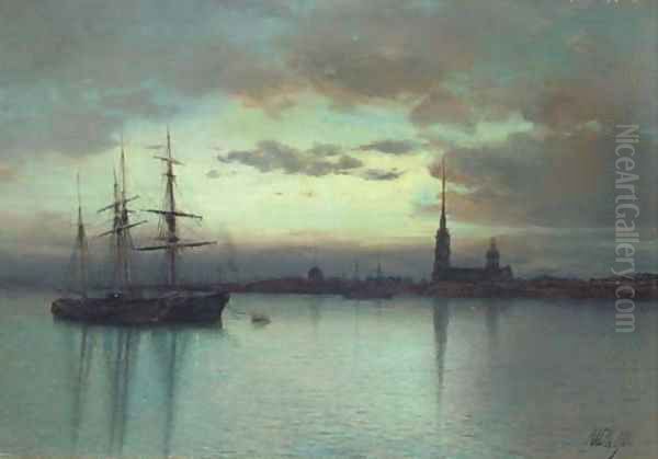 St. Petersburg at dusk Oil Painting by Lef Feliksovich Lagorio