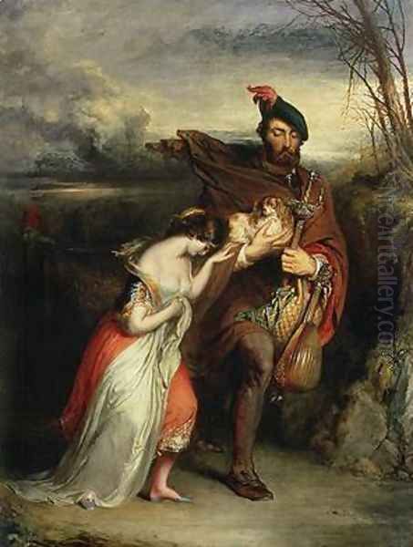 The Gow Chrom Reluctantly Conducting the Glee Maiden to a Place of Safety Oil Painting by Robert Scott Lauder