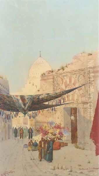 Entrance to a mosque, Cairo Oil Painting by Augustus Osborne Lamplough